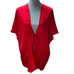 Victoria's Secret Red Heart Valentine‎ Love Cap Sleeve Short Robe One Size Tie